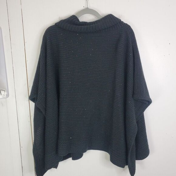 Apt 9 Poncho Womens One Size Cowl Neck Sequin Knit Elevated Casual Black - Picture 7 of 7